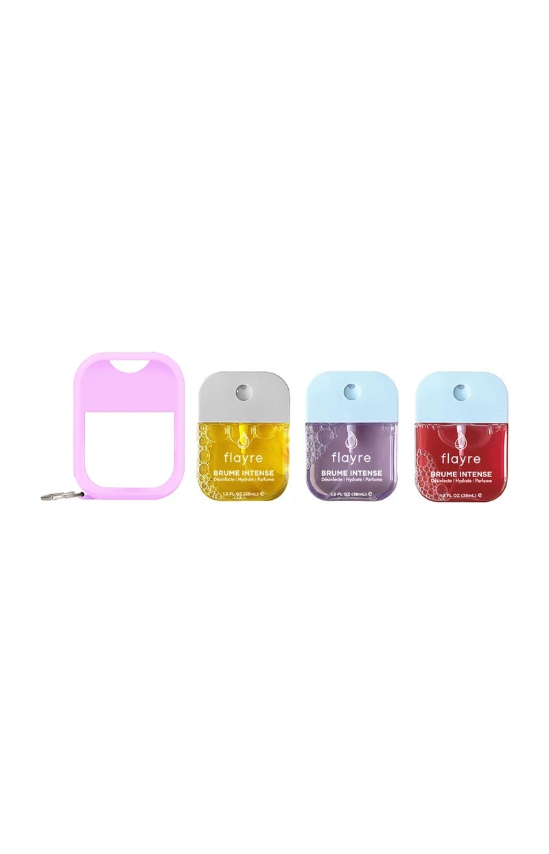 Sprays désinfectants mains & étui violet - Pack gourmand floral