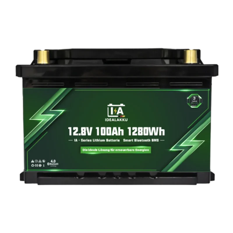 Batterie Lithium LiFePO4 12.8V 100Ah (1280Wh) IDEALAKKU IA-12-100-MINI – Bluetooth & BMS
