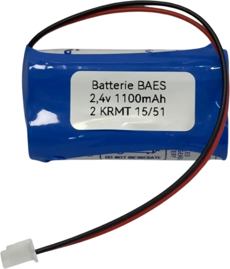 Batterie BAES 2.4V 1100mAh NiCd 2KRMT 15/51 AA800HT HB00026TA – Éclairage secours