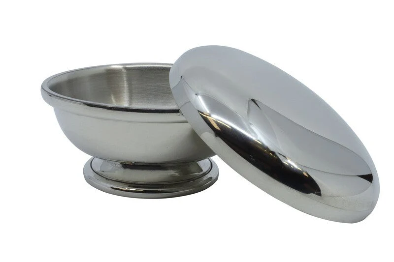 Pewter Shave Bowl with Lid - No Logo