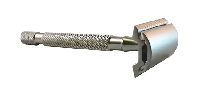 "Lieutenant" Long Handle DE Safety Razor Brushed Finish - No Logo