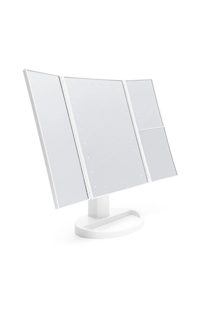 Miroir maquillage pliable LED - Blanc