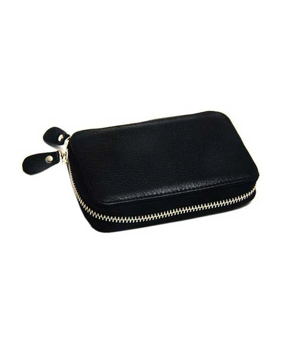 PureBadger Collection Universal Black Leather Double Edge Razor Case (Nubuck Lining)