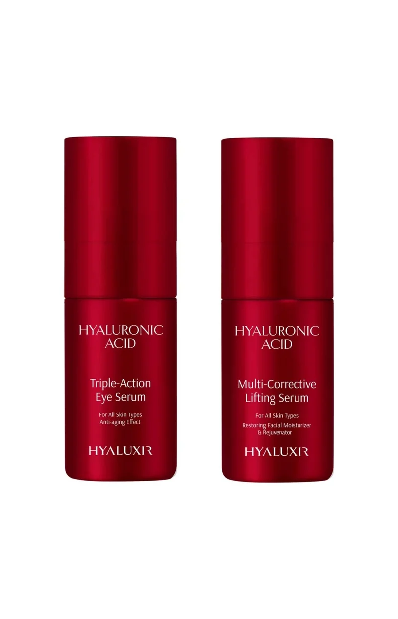 Sérum liftant multi-correcteur & sérum contour des yeux triple action - Acide hyaluronique & vitamine C - 2 x 30 ml