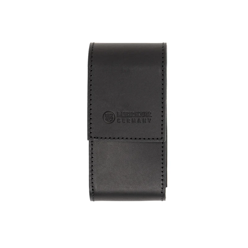 Merkur Leather Case empty for Razor and 10 Blades, Black