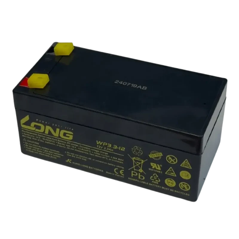 Batterie Plomb AGM LONG 12V 3.3Ah – VRLA Haute Performance Faston 4.8mm