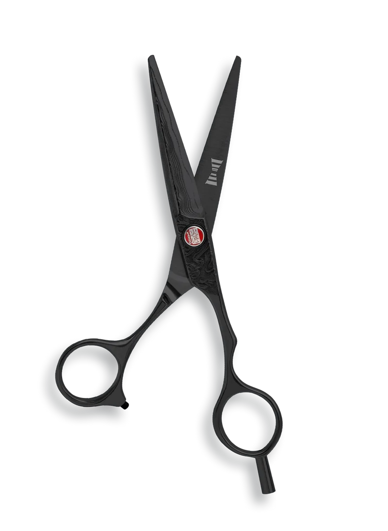 Kasho Japanese 6.0 in. Limited Edition Damascus Series Shear Premium DLC Model Stainless Offset Barbershop & Cutting Scissors