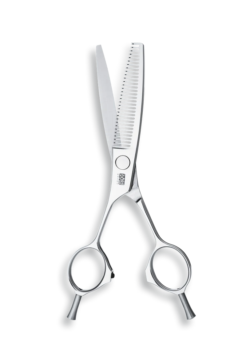 Kasho Japanese 6.0 in Left-Handed Reversible Texturizing Shear with 30 Teeth Premium Stainless Barbershop & Salon Thinning Scissors