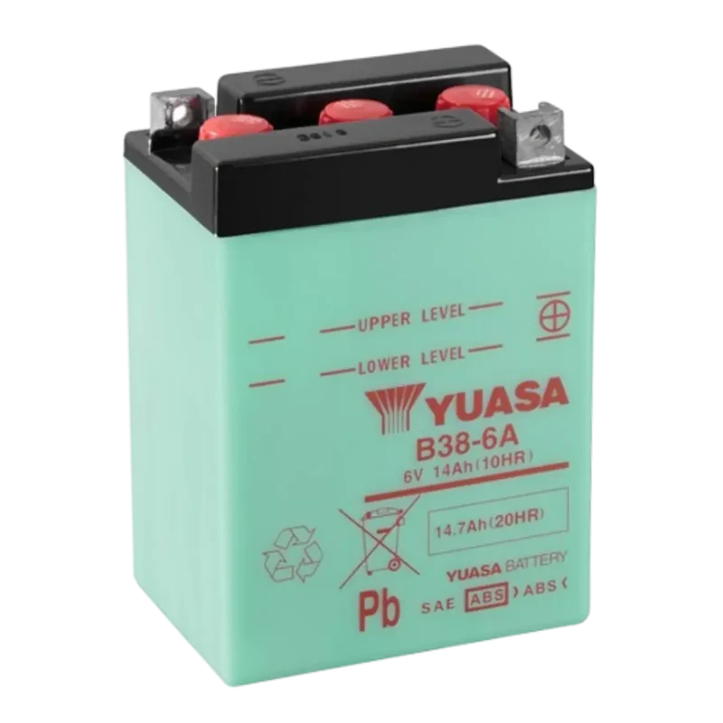 Batterie Moto YUASA B38-6A 6V – Conventionnelle avec Entretien livrée Sans Acide
