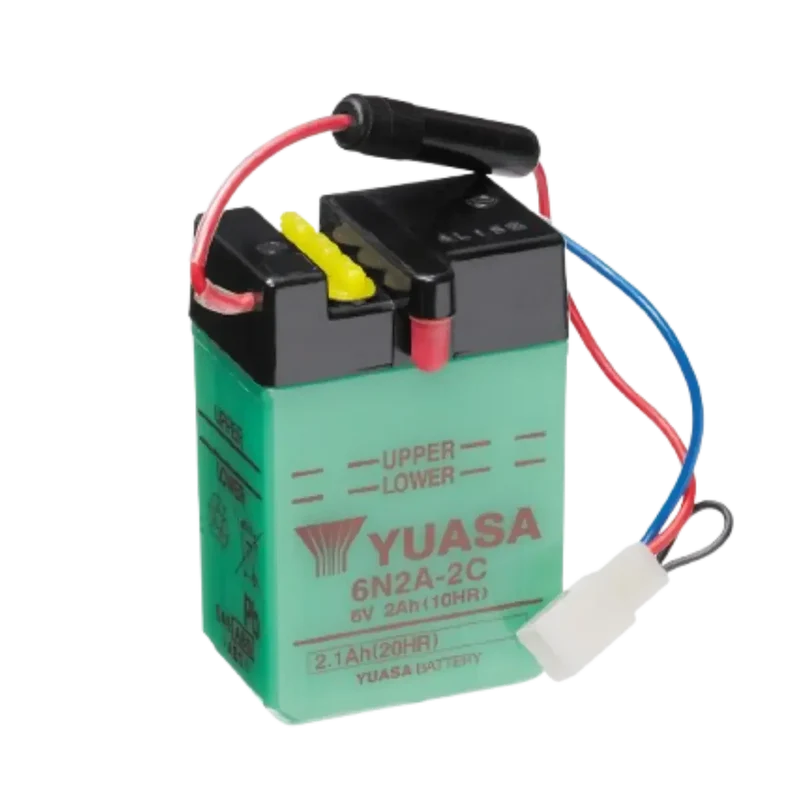 Batterie Moto YUASA 6N2A-2C 6V – Conventionnelle avec Entretien livrée Sans Acide