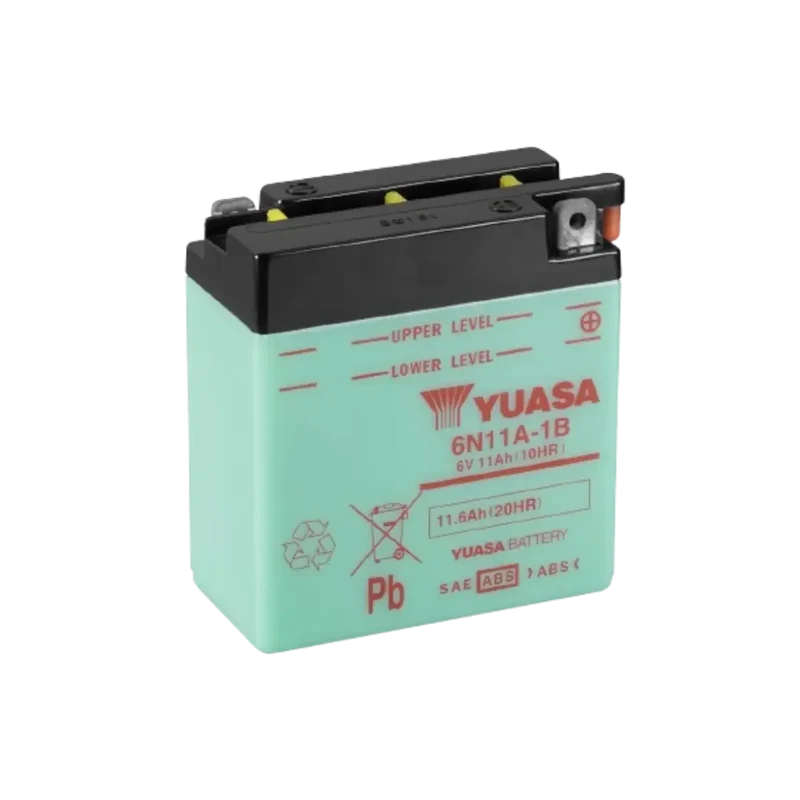 Batterie Moto YUASA 6N11A-1B 6V – Conventionnelle avec Entretien livrée Sans Acide
