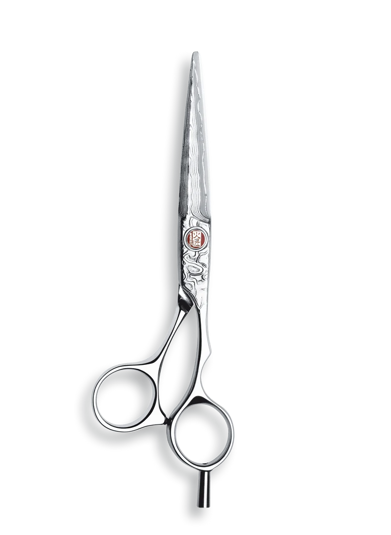 Kasho Japanese 5.5 in. Damascus Series Shear Offset Premium Stainless Offset Barbershop & Salon Cutting Scissors