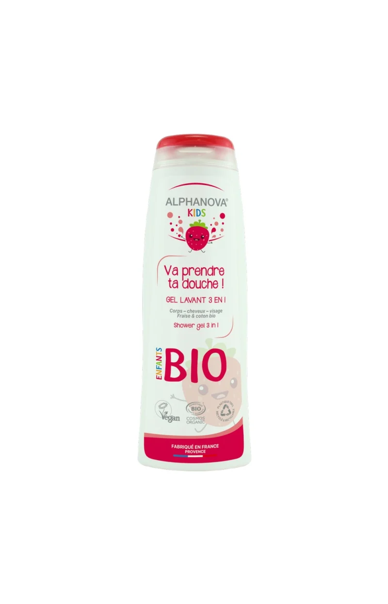 Gel douche bio - Fraise & coton - Enfants - 250 ml