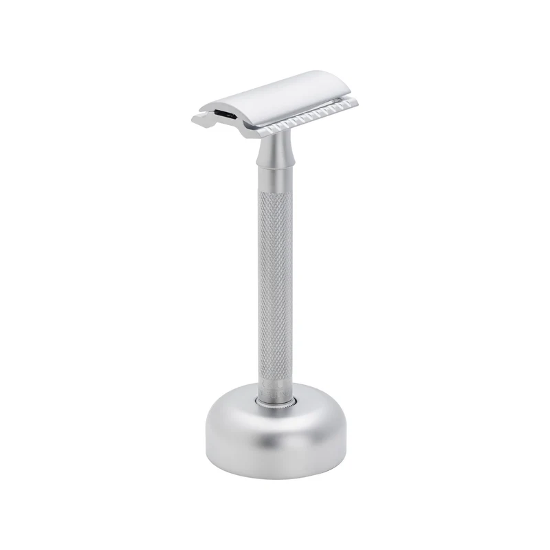 MERKUR 2281 Razor Set with Stand & Blades in Matte Chrome Finish