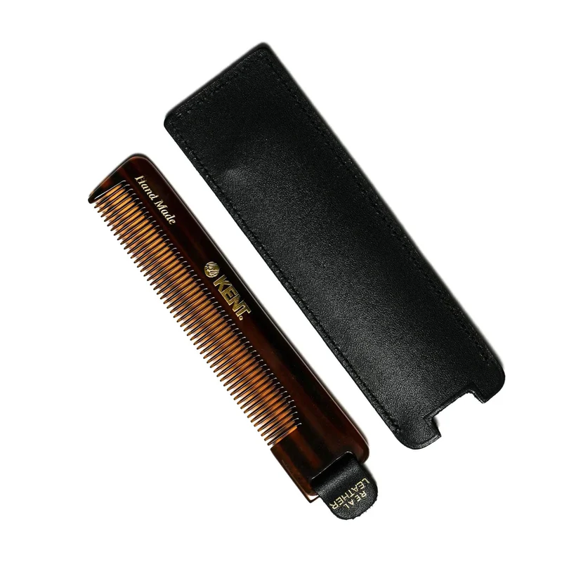 K-NU22 Kent Comb, Fine Tooth With Leather Tab & Case (120mm/4.7in)