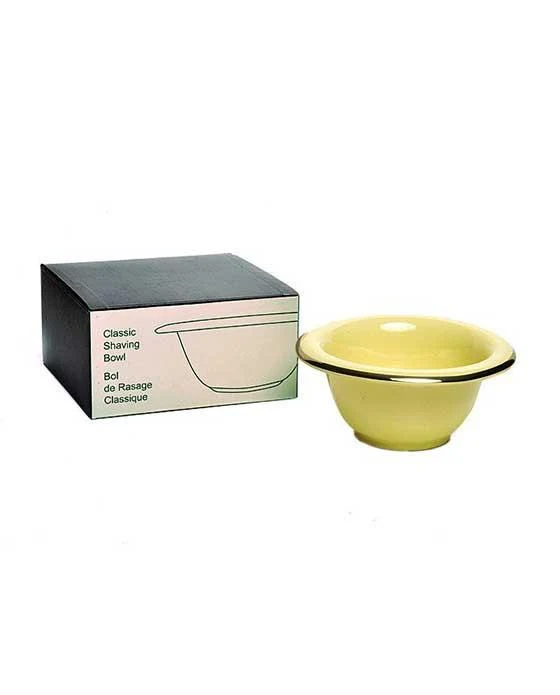 PureBadger Collection Shaving Bowl, Cream, Porcelain, With Silver Rim