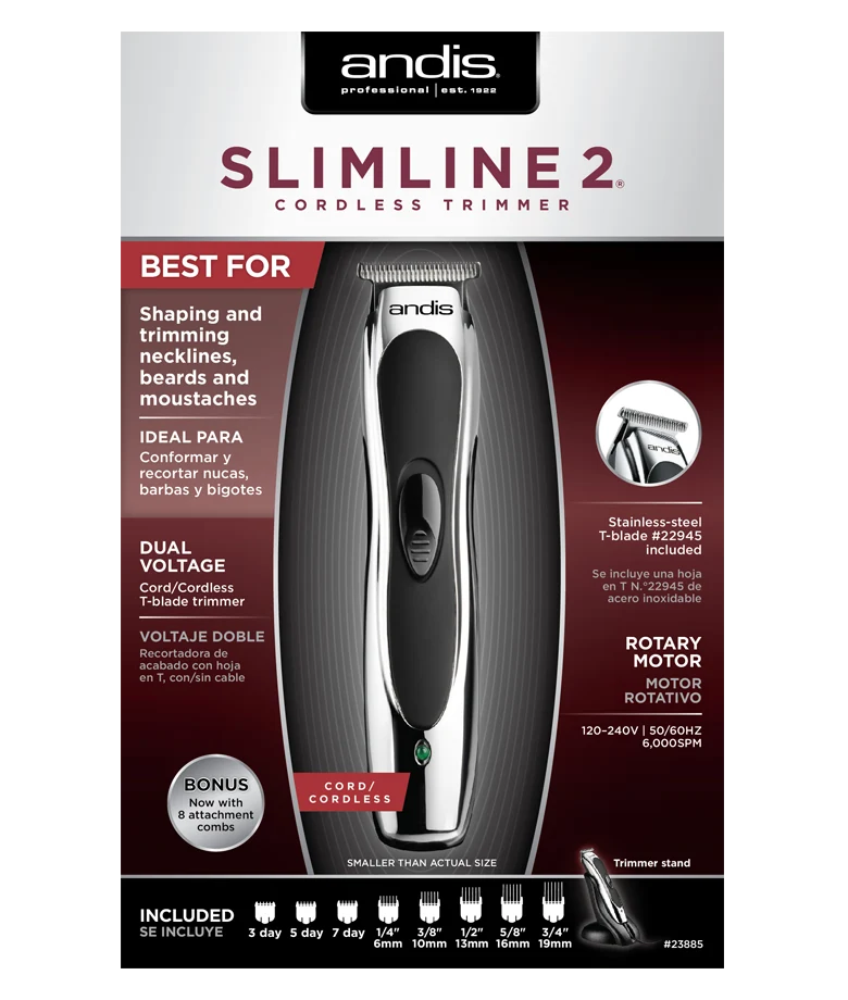 ANDIS SlimLine 2 Cord/Cordless Trimmer (Chrome)