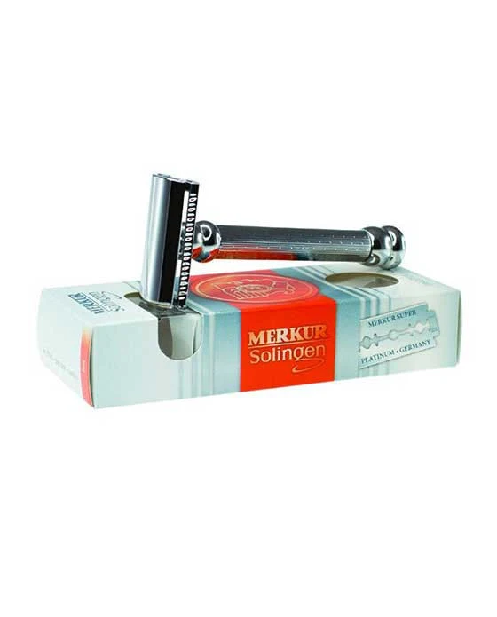 Merkur Double Edge Safety Razor, Long, Engine-Turned Handle
