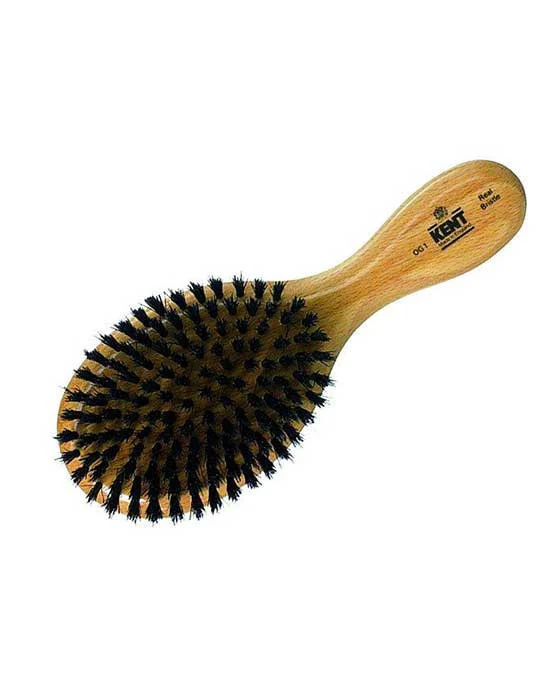 Kent Men's Brush, Oval Head, Black Bristles, Satinwood