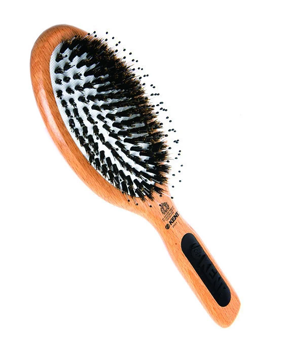 Kent Natural Shine Brush, Large, Cushion Base, Nylon & Bristle Mix