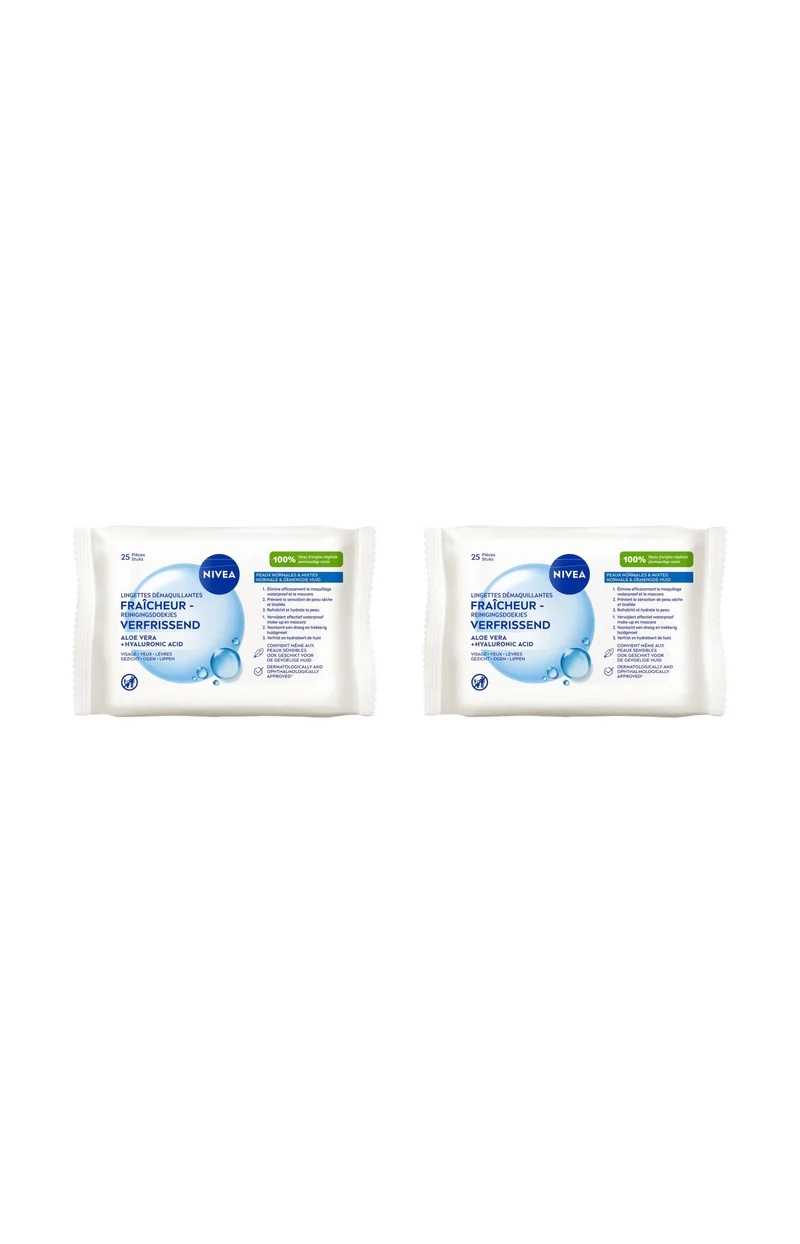 2 lots de 20 lingettes démaquillantes - Efficacité Waterproof