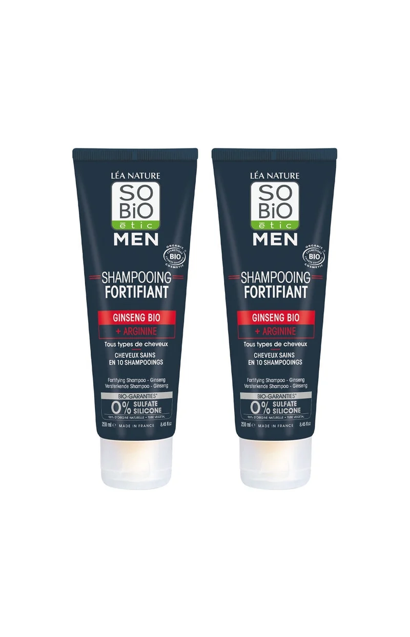 Shampoings fortifiants bio - Ginseng - Homme - 2 x 250 ml