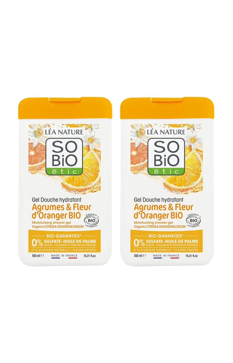 Gels douche bio hydratants - Agrumes & fleur d'oranger - 2 x 450 ml