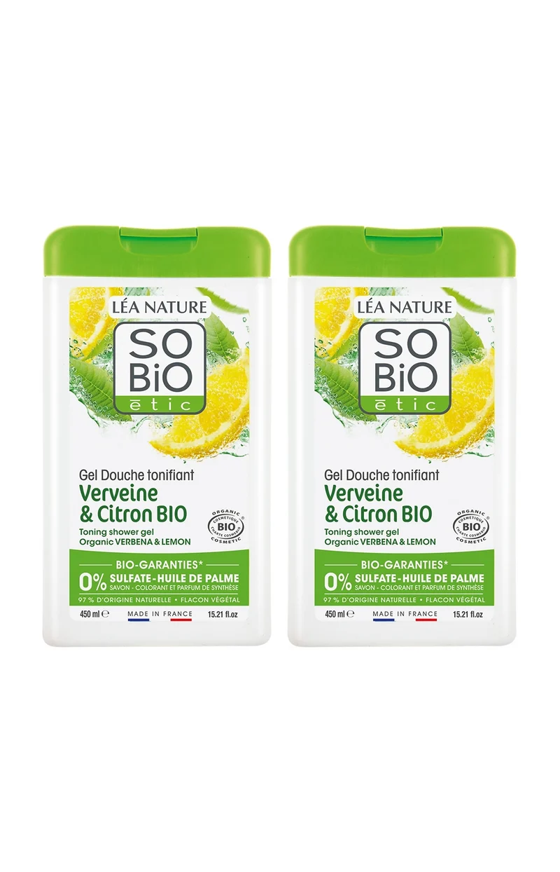 Gels douche bio tonifiants - Verveine & Citron - 2 x 450 ml