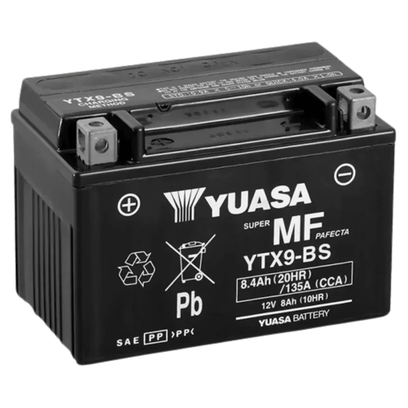 Batterie Moto YUASA YTX9 12V AGM – Sans Entretien Prête à l'Emploi