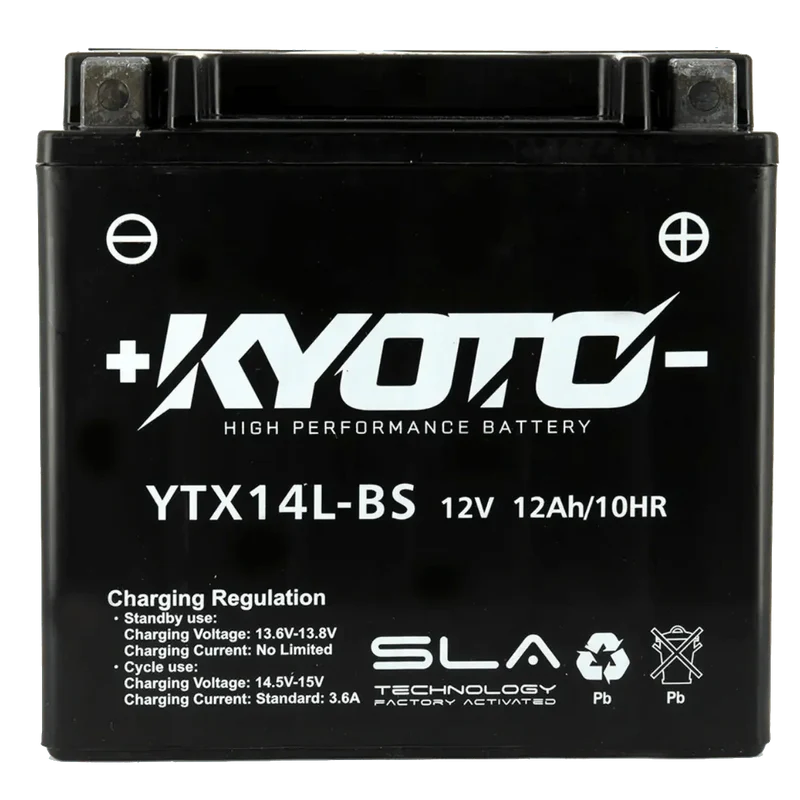 Batterie Moto KYOTO GTX14L-BS 12V 12Ah AGM – Sans Entretien Prête à l'Emploi