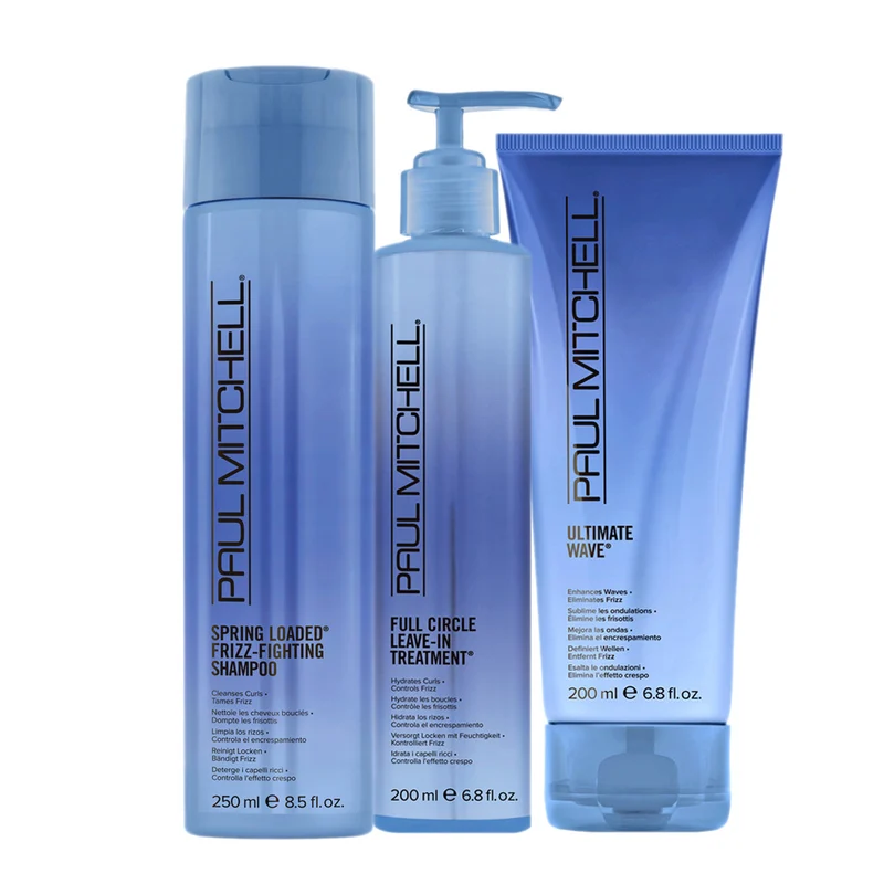 Paul Mitchell Spring Loaded Frizz-Fighting Shampoo 250ml Full Circle Leave-In Treatment 200ml Ultimate Wave 200ml