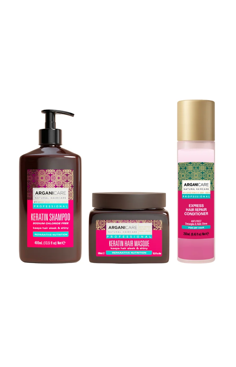 Routine kératine - Shampoing, Masque & Spray Réparateur - 3 produits