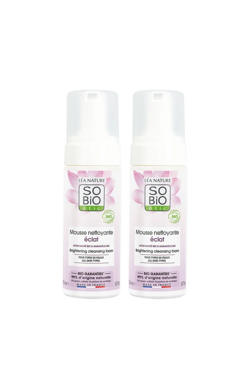 Mousses nettoyantes clarifiante bio - Fleur de lotus - 2 x 150 ml