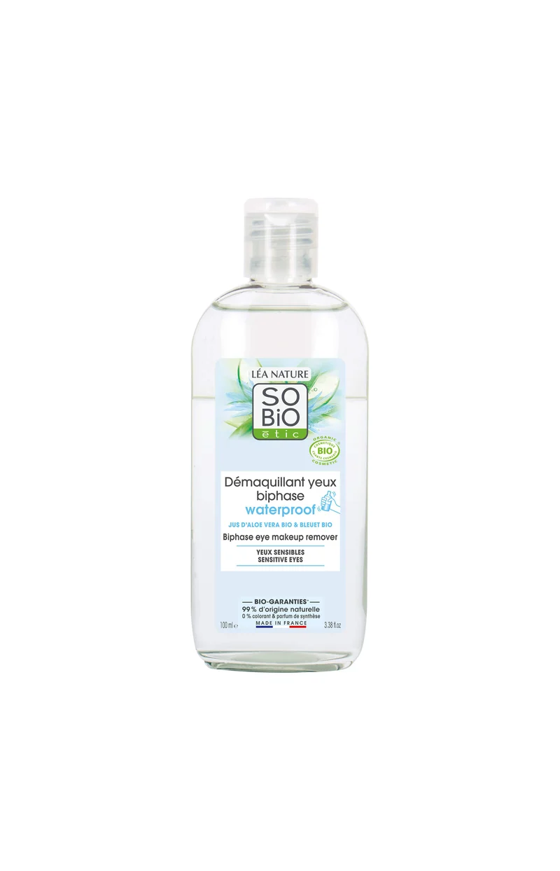Démaquillant biphasé waterproof bio - Jus d'Aloe vera - Yeux sensibles