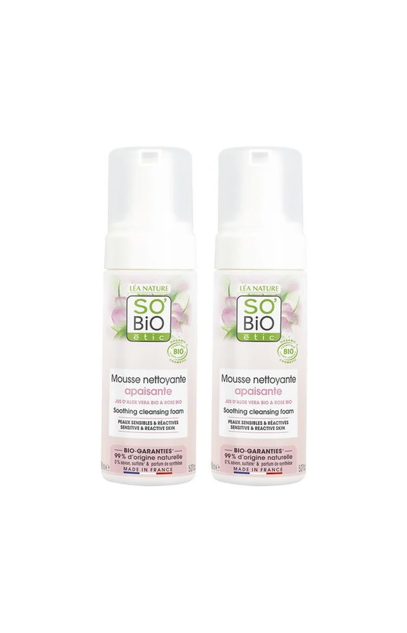 Mousses nettoyantes apaisantes bio - Aloe vera - Peaux sensibles & réactives