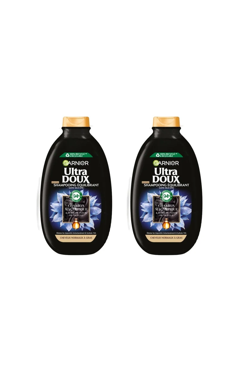 2 shampoings équilibrants - Charbon magnétique & huile de fleur de nigelle - 600 ml