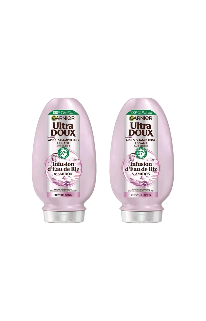 2 après-shampoings lissants - Eau de riz & amidon - 200 ml