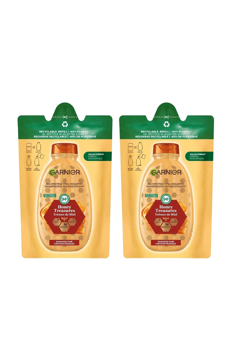 Eco-recharges shampoings reconstituants - Trésors de miel - 2 x 250 ml