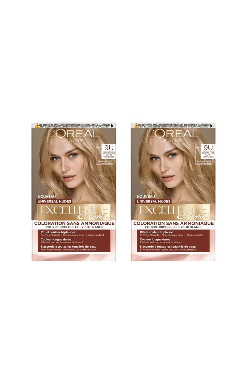 2 colorations permanentes - Excellence crème - 9U Blond très clair universel