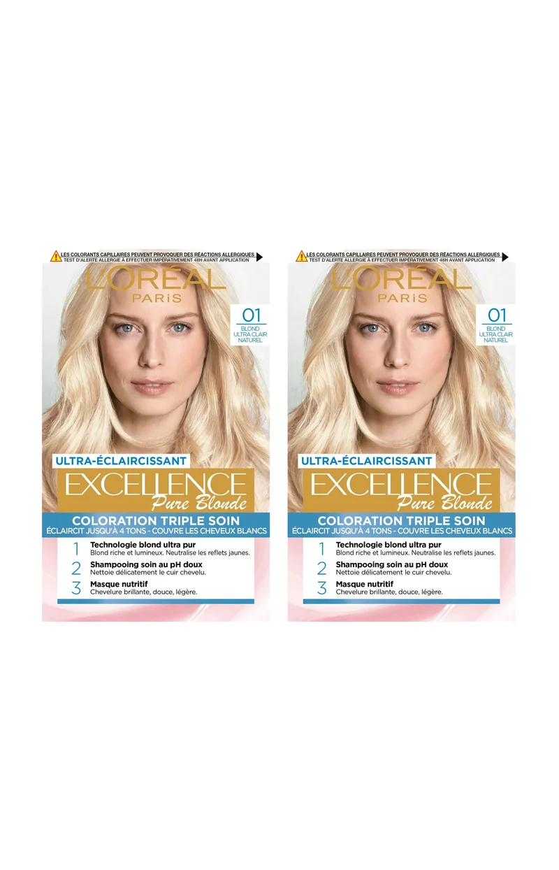2 colorations permanentes - Excellence Pure Blonde - 01 Blond ultra clair