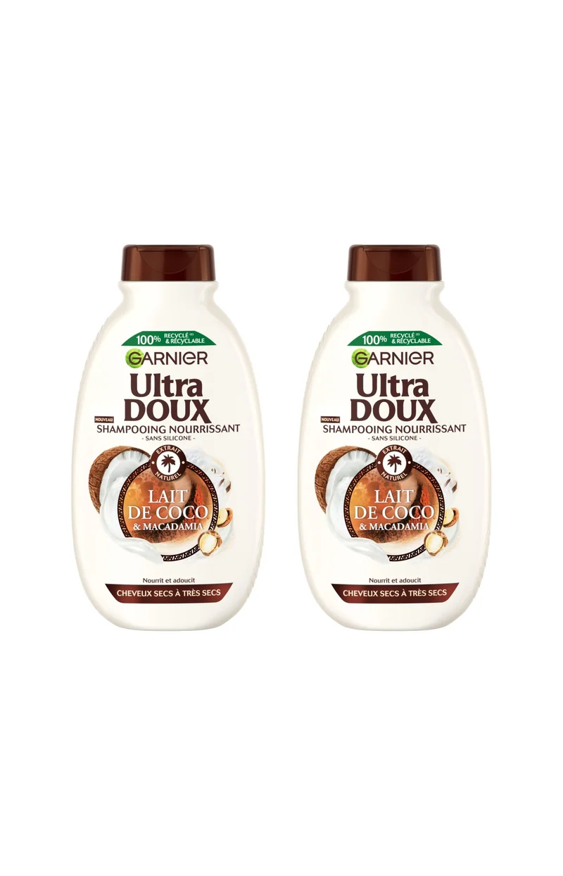 2 shampoings - nourrissants - Lait de coco & Macadamia - 400 ml