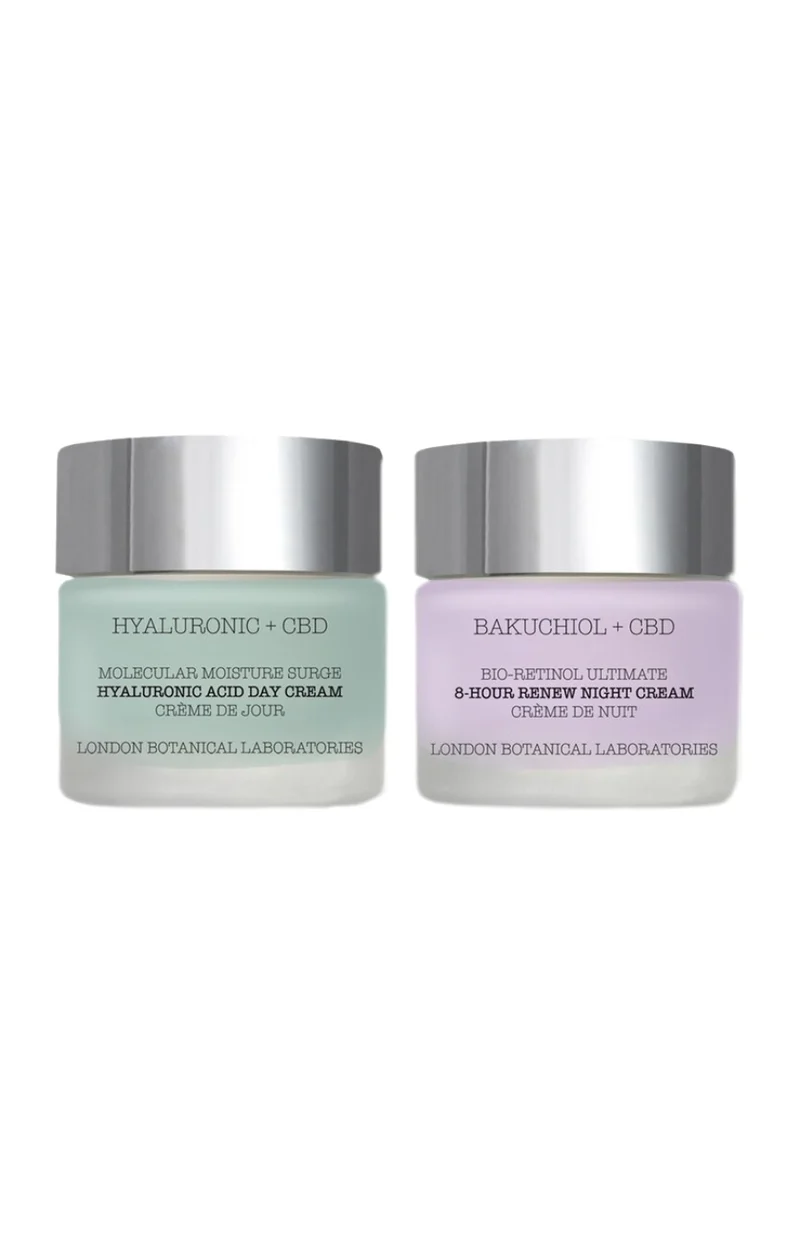 Crème de jour à l'acide hyaluronique & crème de nuit au bio rétinol & CBD - 2 x