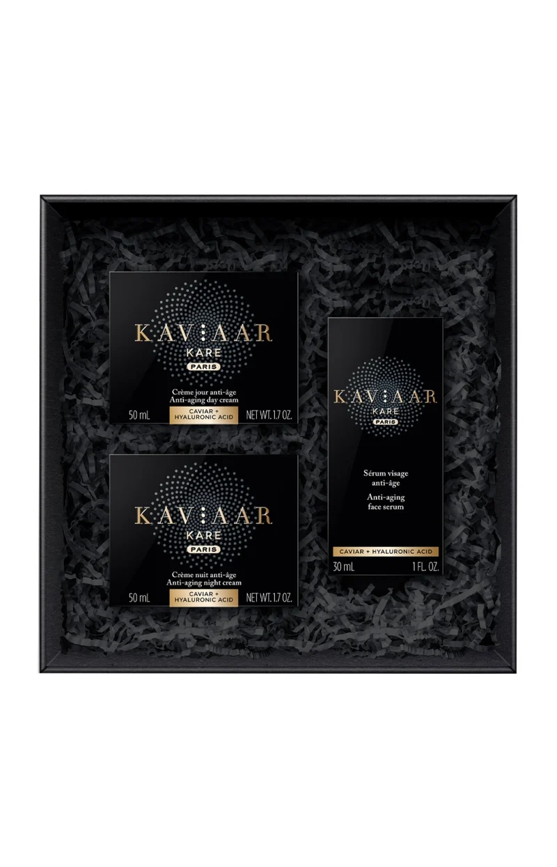 Coffret anti-âge complet - Caviar & acide hyaluronique - Jour & nuit - 3 soins