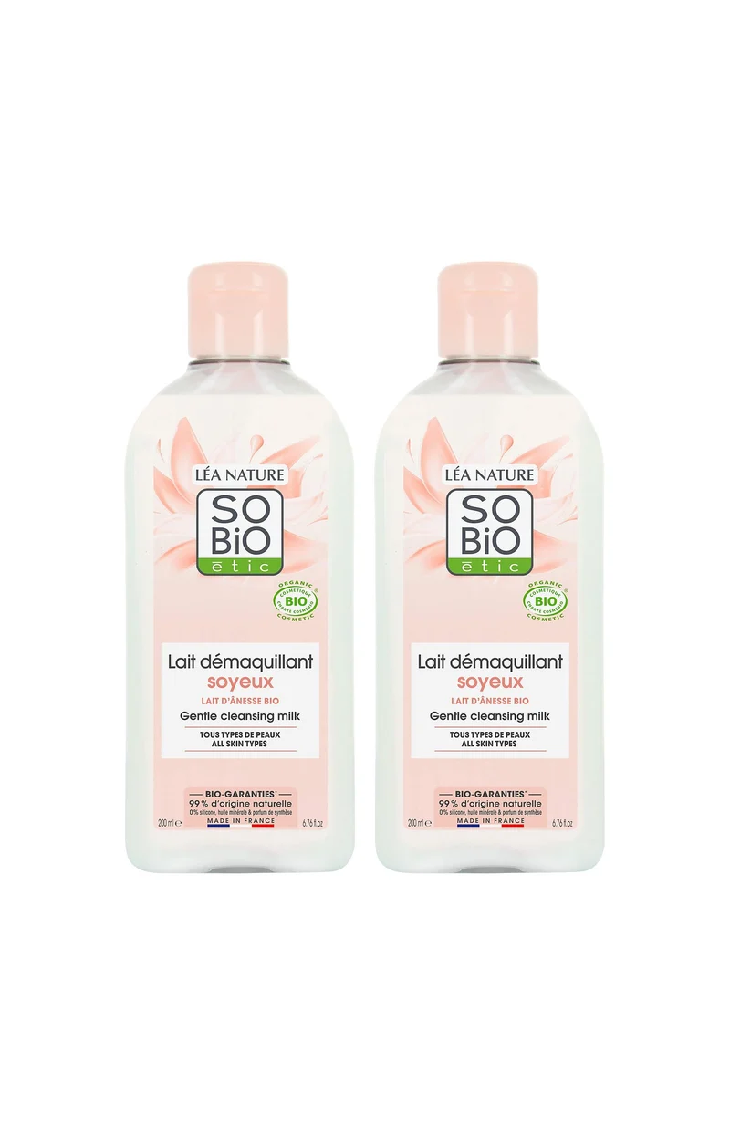 Laits démaquillants soyeux bio - Lait d'ânesse - 2 x 200 ml