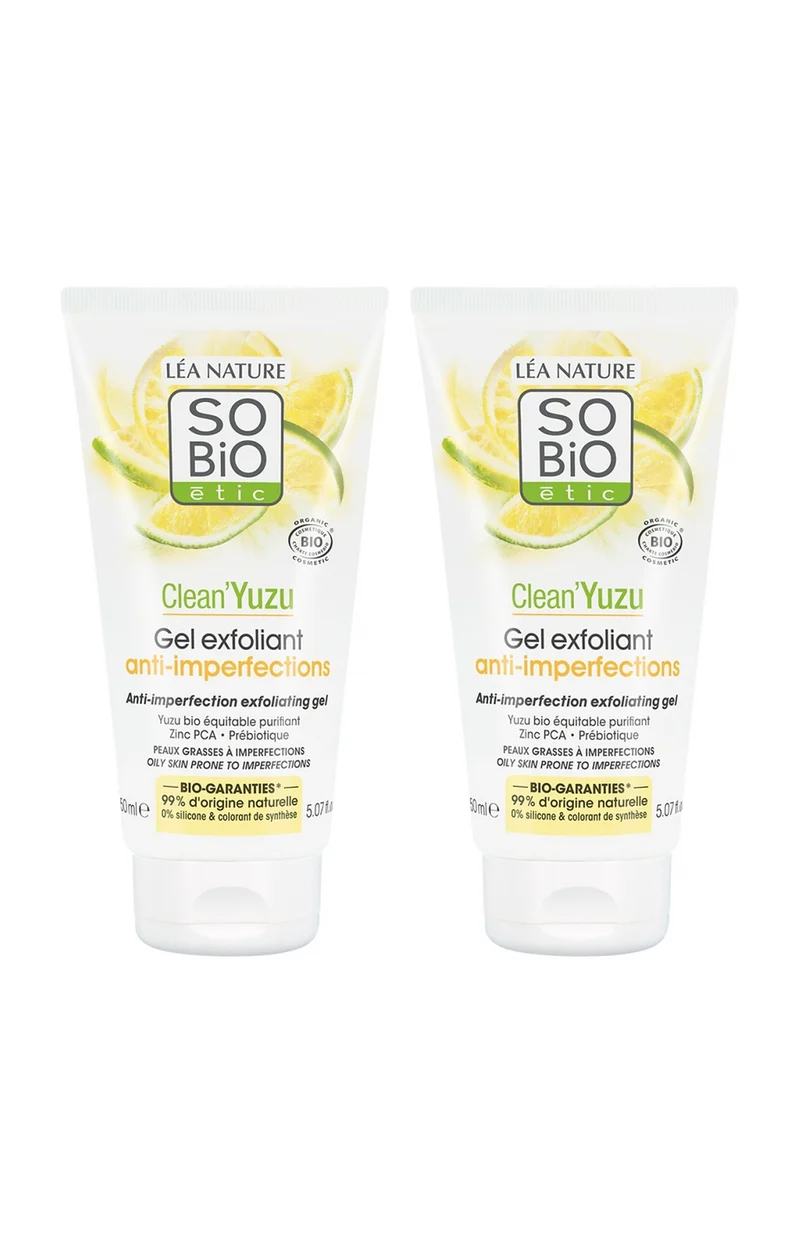 Gels exfoliants anti-imperfections bio - Clean'Yuzu - Peaux grasses à imperfections - 2 x 150 ml