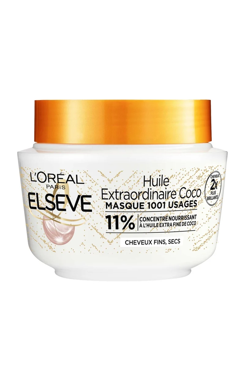 2 masques nourrissants - Huile de coco - Cheveux fins & secs - 250 ml