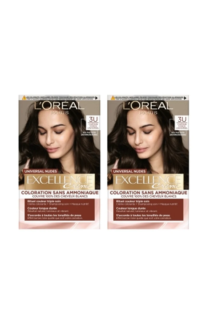 2 colorations permanentes - Excellence crème - 3U Châtain foncé universel