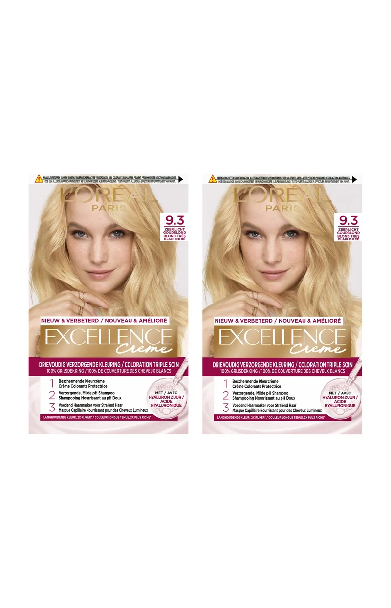 2 colorations permanentes - Excellence crème - 09/3 Blond très clair doré