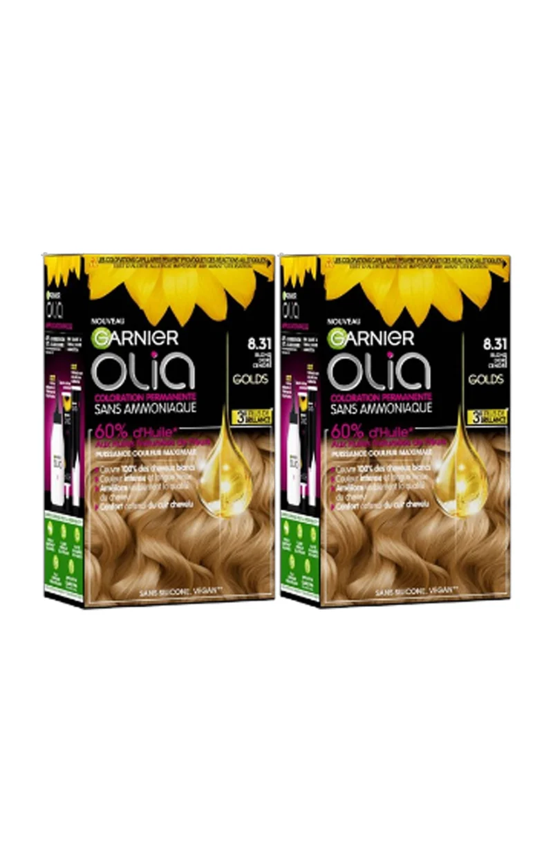 2 kits coloration permanente - Olia - 8.31 Blond doré cendré