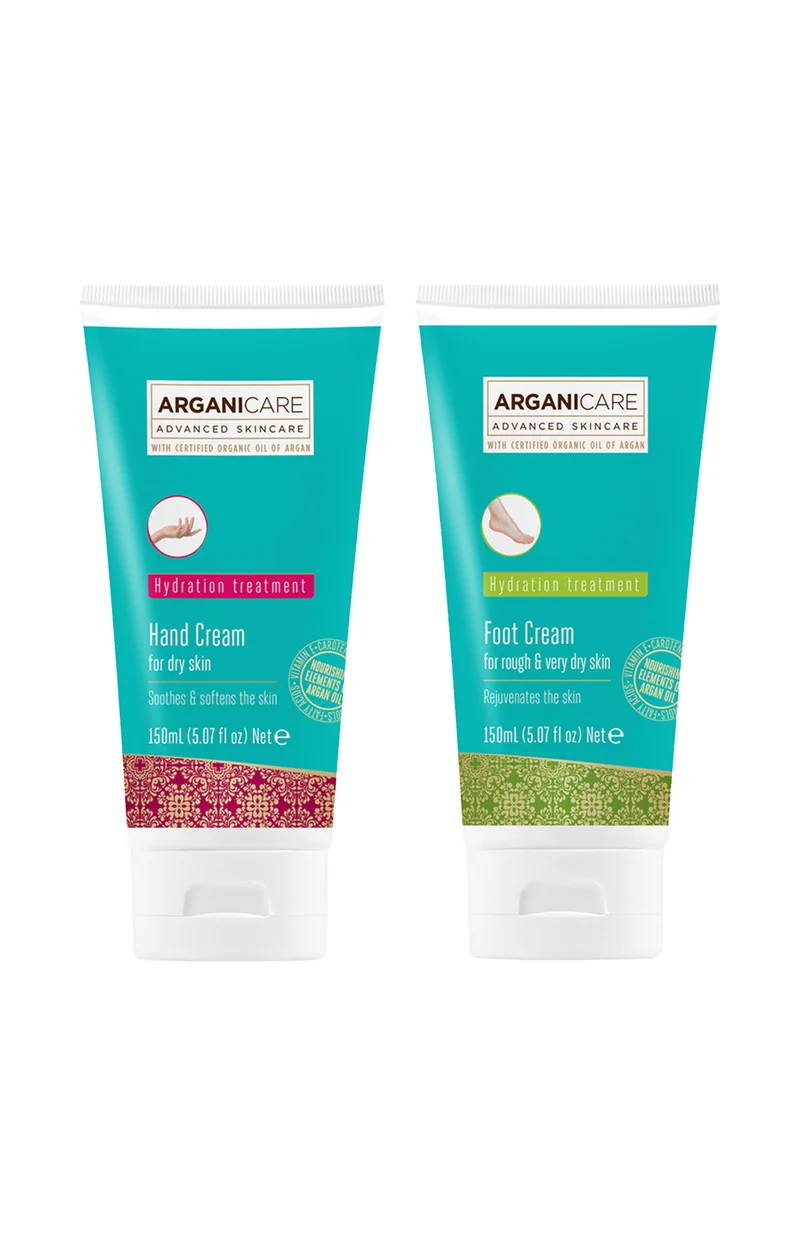 Crèmes hydratantes & nourrissantes - Huile d'argan - Mains & pieds - 2 x 150 ml